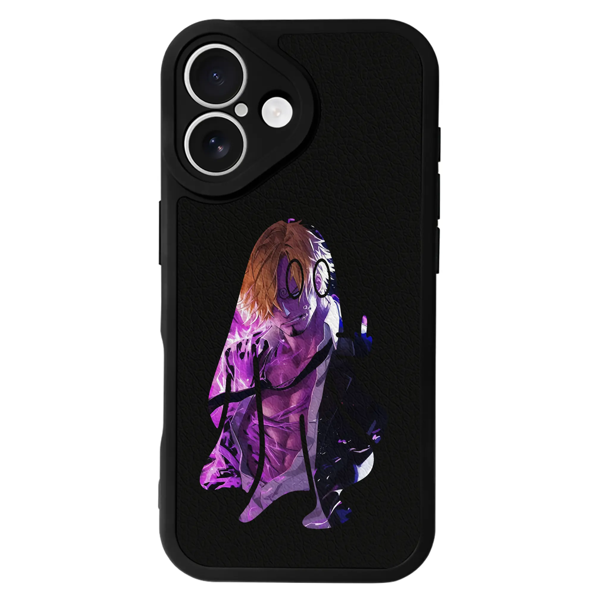 ワンピース グッズ ヴィンスモーク・サンジ - IPhone 16シリーズ対応 ・ シリコンスマホケース ・ レザー調 ・ 高精度フィット ・ 耐衝撃 ・ ワイヤレス充電対応 ・ 精密カット